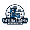 Logo of Mississippi payday loans featuring financial symbols and a default kit within a circular badge design.
