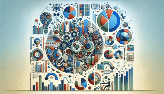 Colorful infographic showing budgeting strategies for irregular income with charts and a calendar.