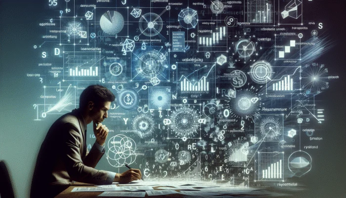 Person studying financial documents and loan charts at a desk, focused.
