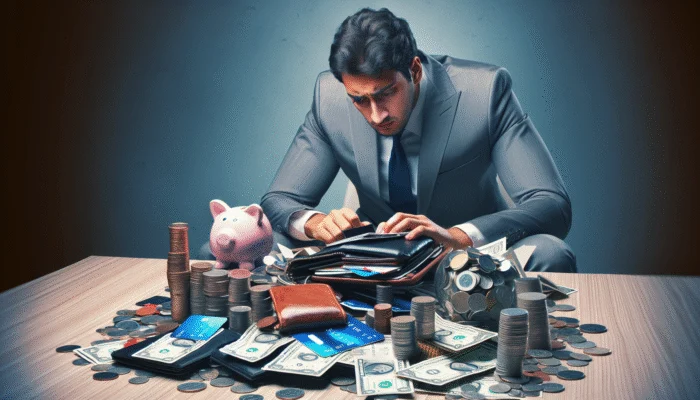 A Mississippi resident at a cluttered desk, listing debts and interest rates, using the avalanche method to manage high-interest debt.