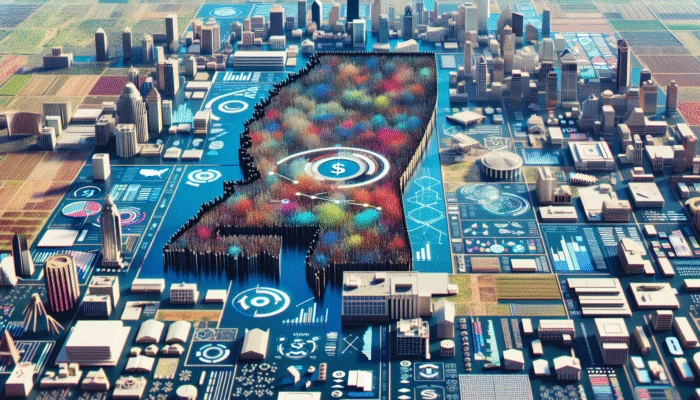 Aerial view of Mississippi with infographic elements showing payday loan statistics and diverse landscapes.