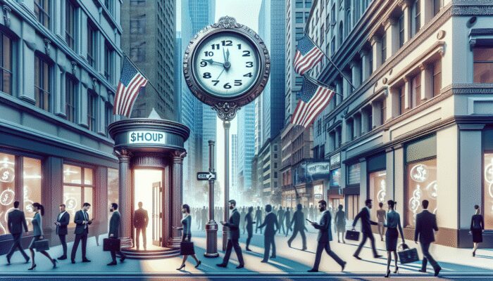 Diverse people on a city street, managing finances and interacting with a "Payday Loans" storefront.